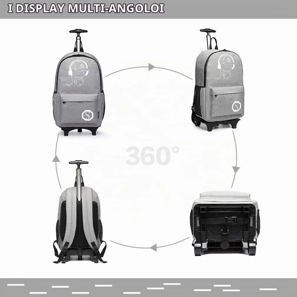 Kono Zaino Trolley Laptop 15,6" Grigio Ruote