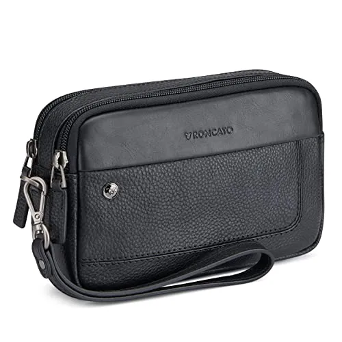 Roncato Alaska Pochette Uomo Pelle Nera Zip Beauty