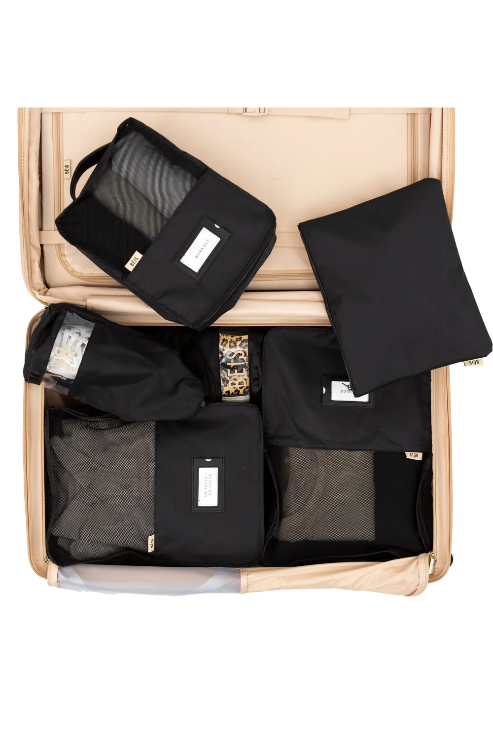 Beis The Packing Cubes organizer valigia nero set 6 pezzi nylon