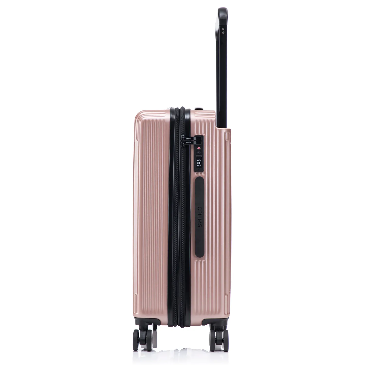 CELIMS Wide Trolley Valigia Stiva 65cm ABS Rosa Estensibile