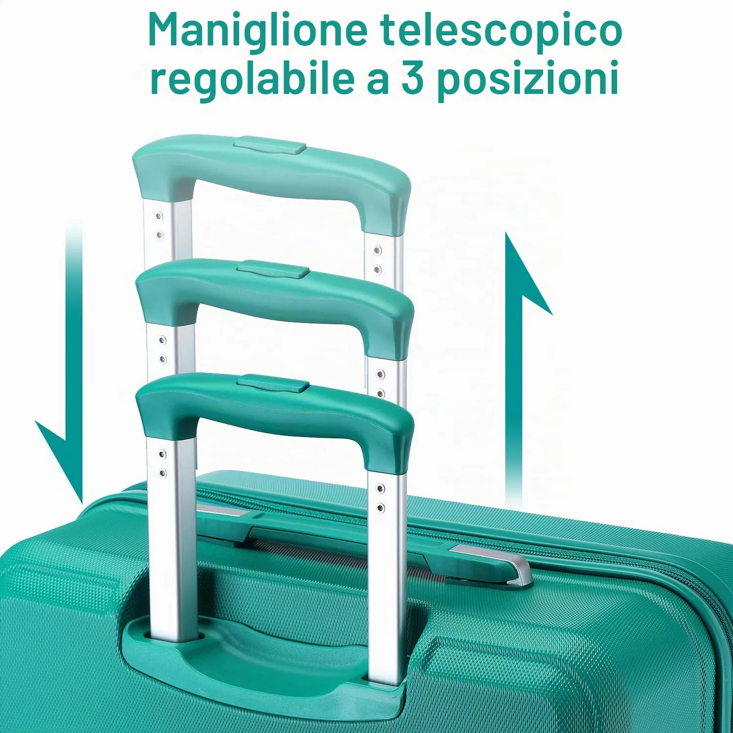 Kono set valigie 4 pezzi ABS turchese trolley TSA beauty