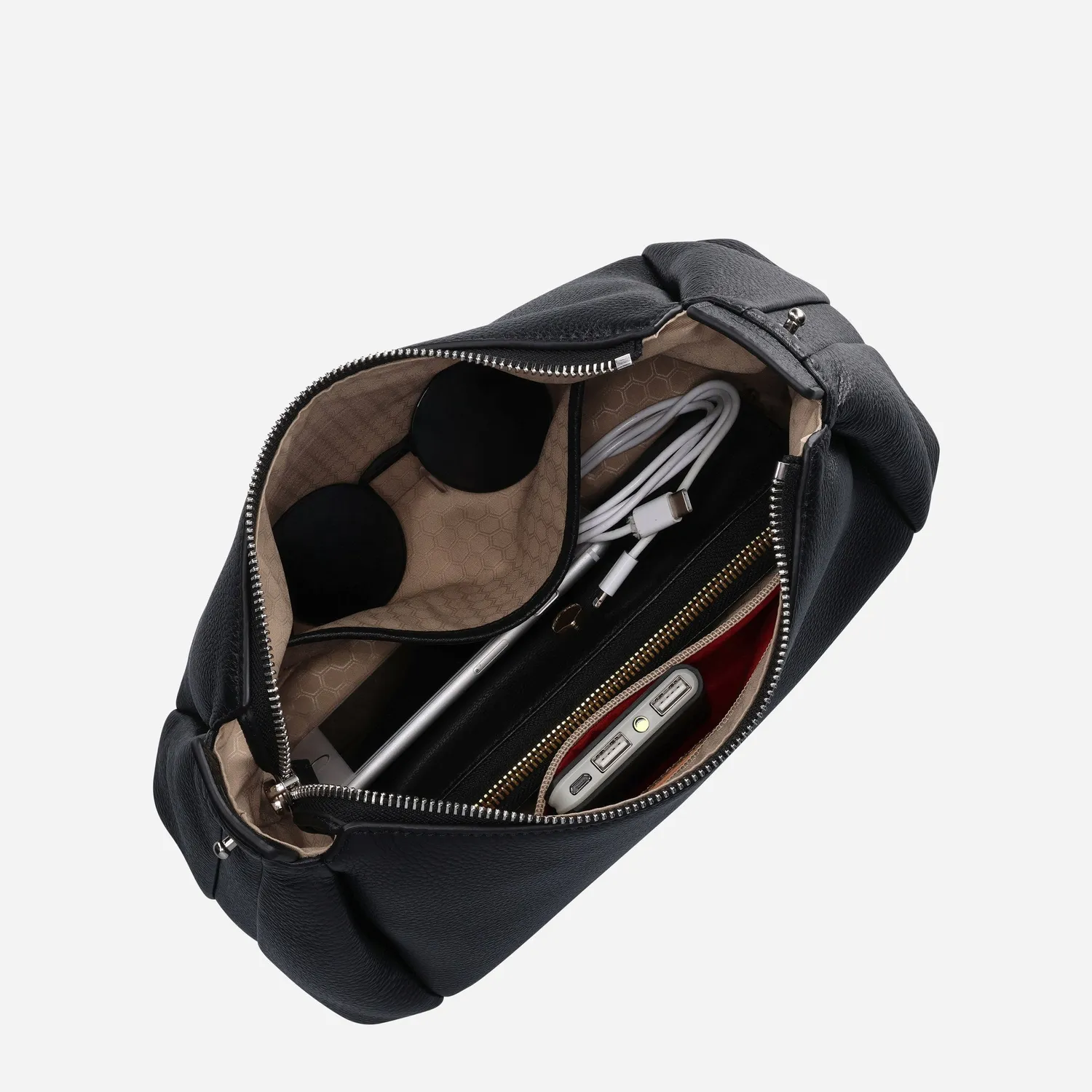 Jekyll & Hide Madrid Sling borsa nera pelle pieno fiore