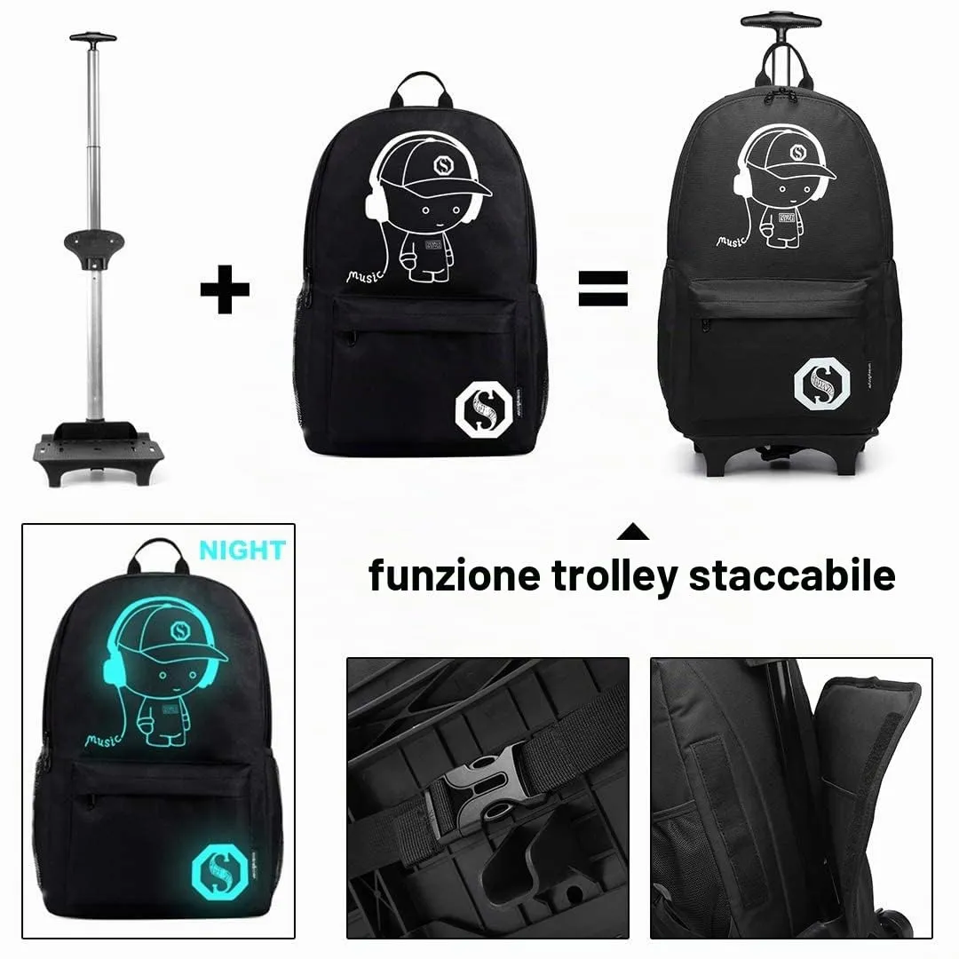 Kono Zaino Trolley Laptop 15,6" Grigio Ruote