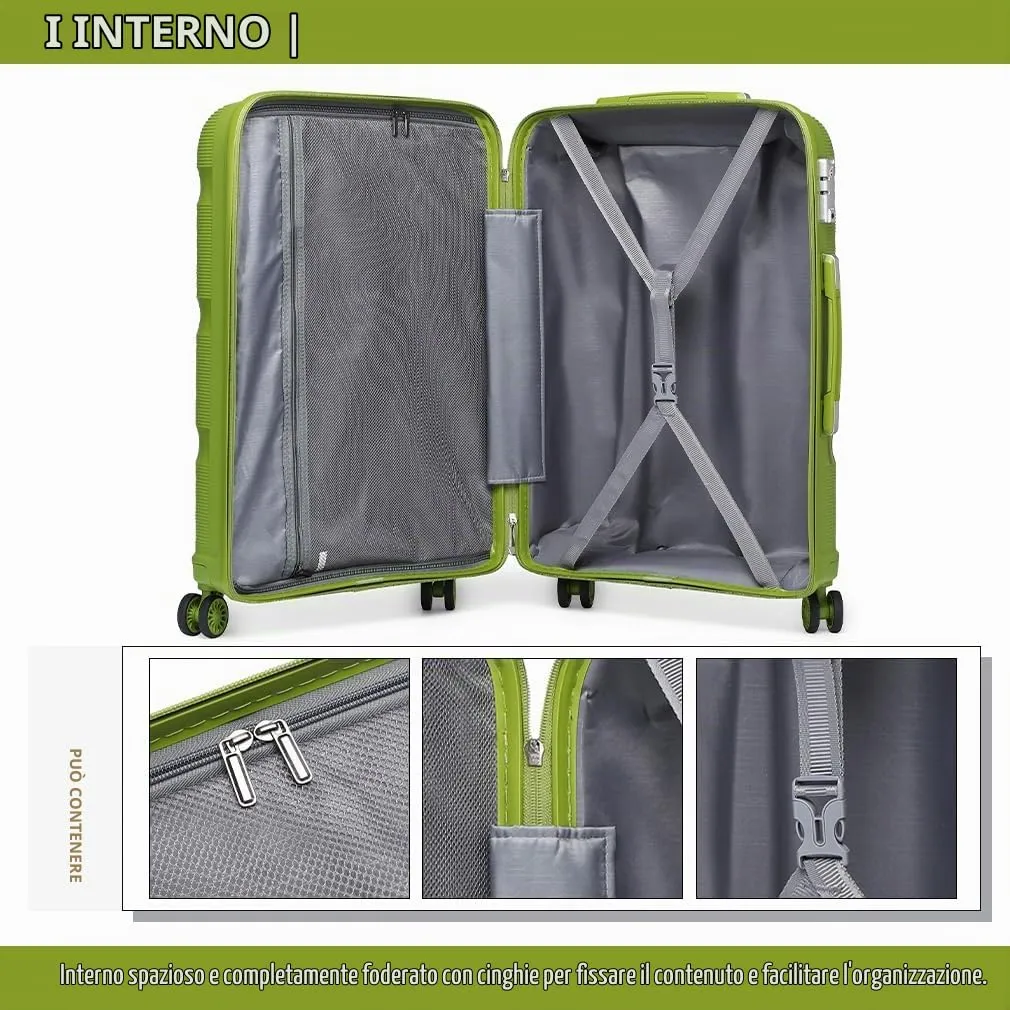 Kono valigia trolley grande 76cm verde rigida polipropilene
