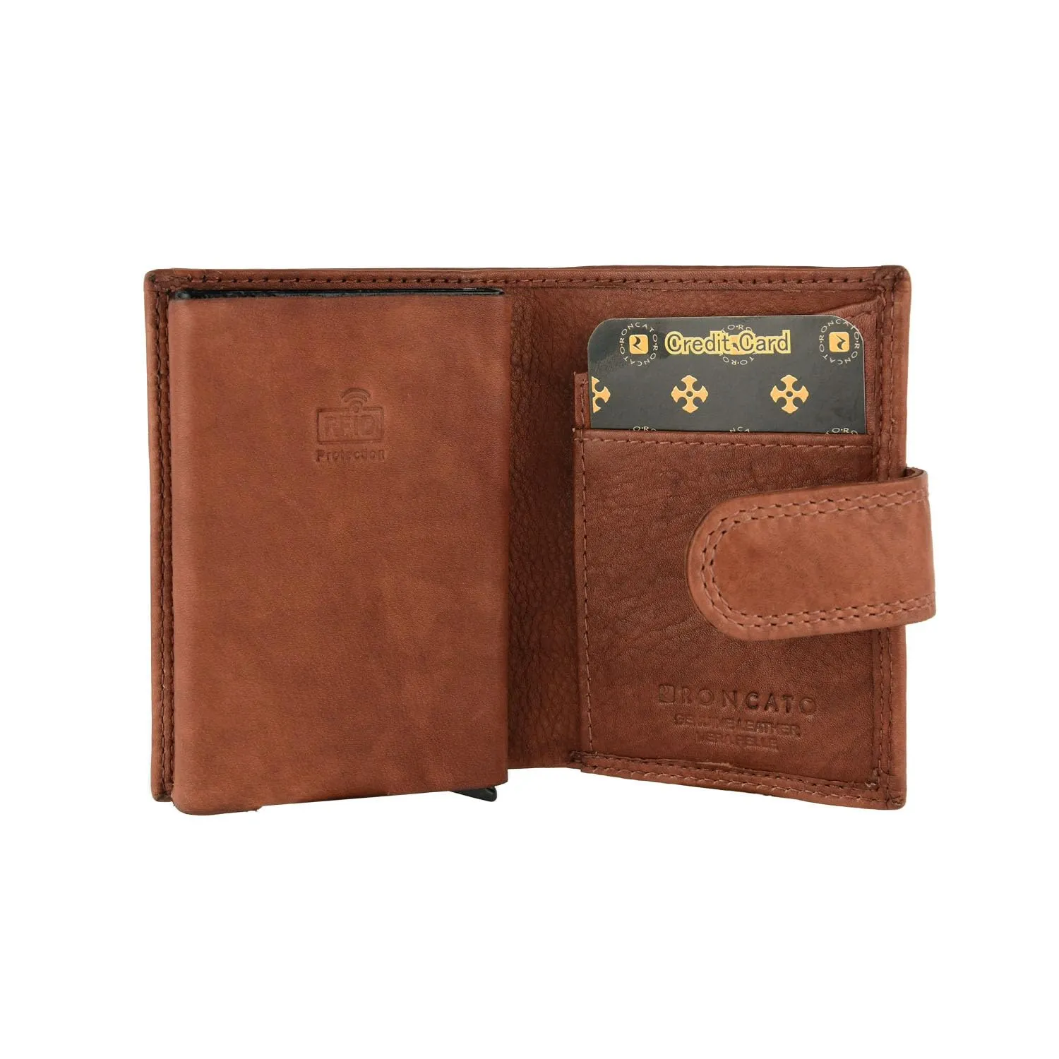 Roncato Portafoglio Uomo Vera Pelle Slim 10 cm con Zip