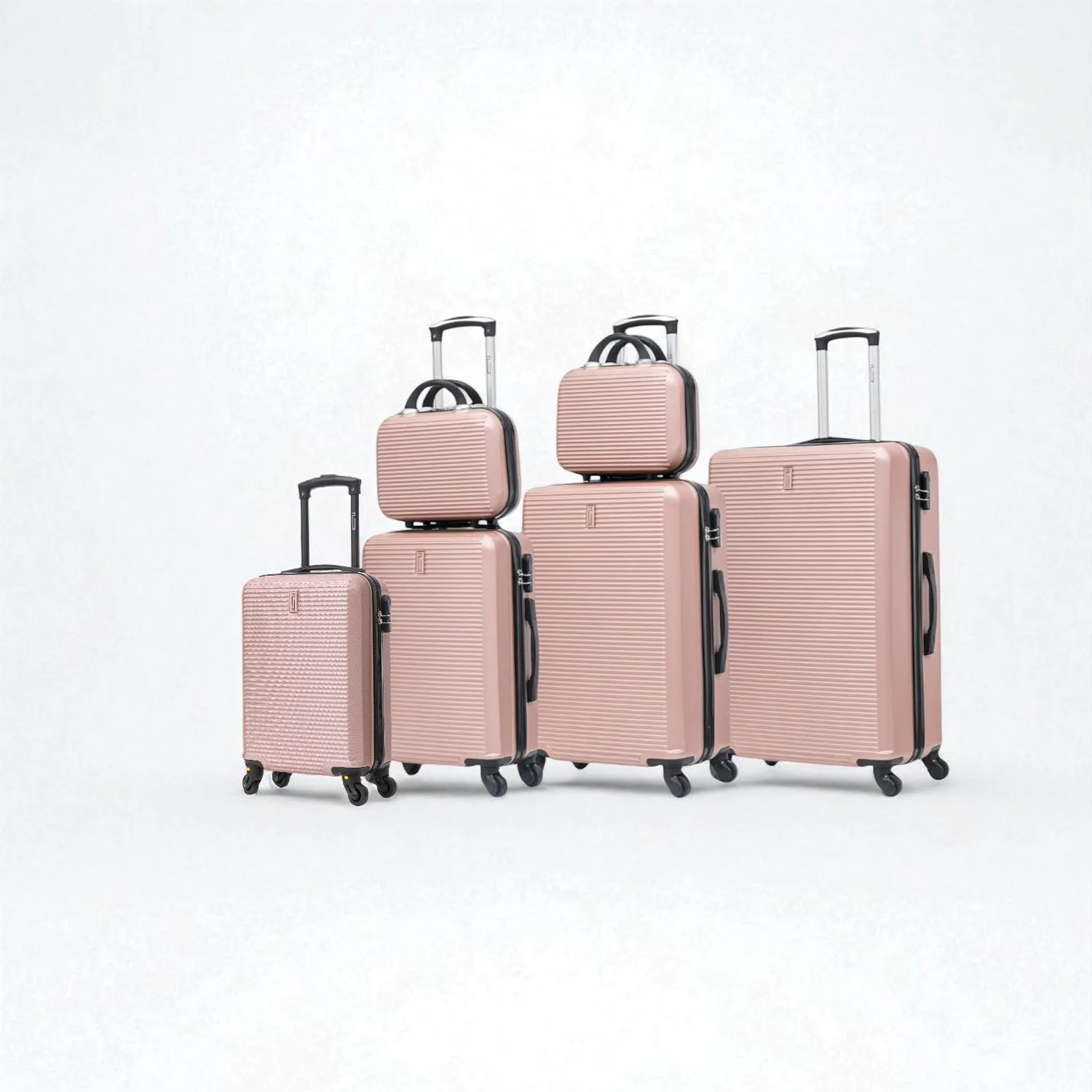 CELIMS Set 6 valigie rigide ABS nero + beauty case