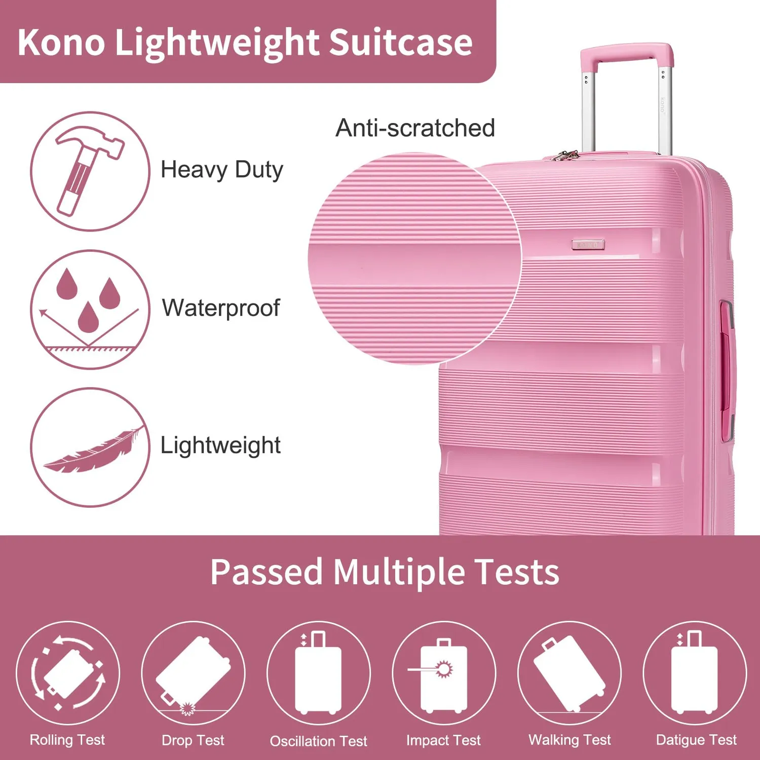 Kono Valigia Polipropilene 28" 76x49x30 rosa 100L YKK
