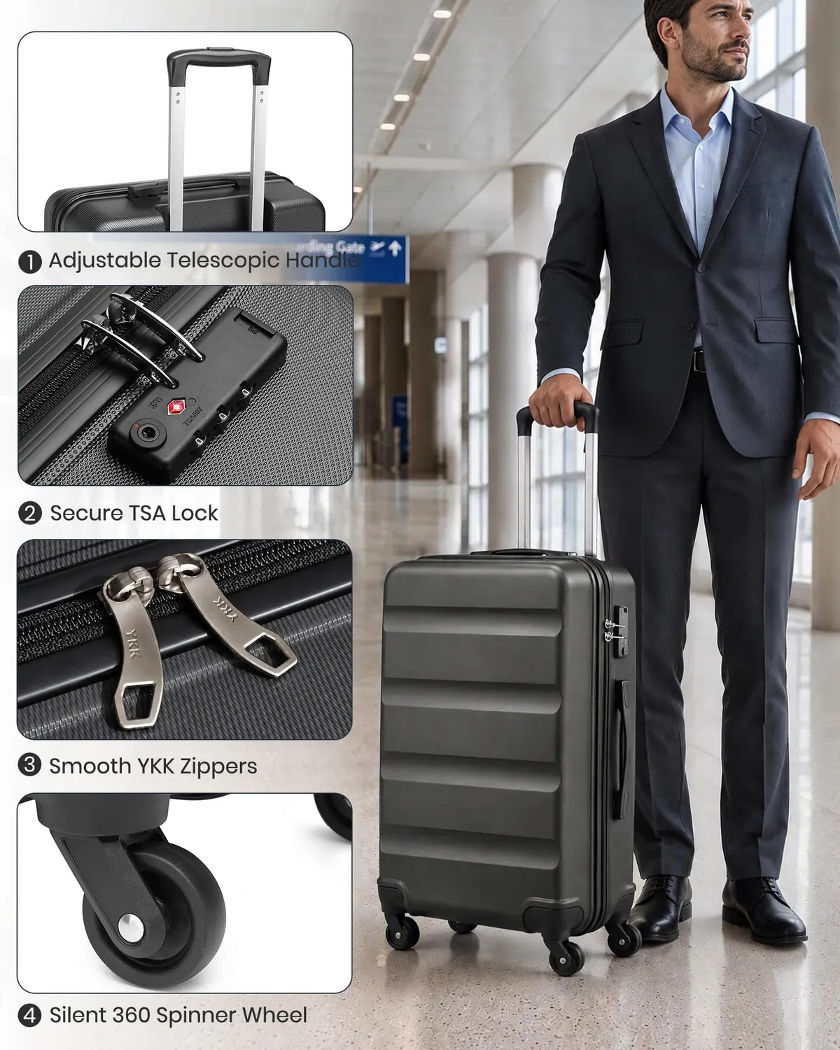Kono valigia media rigida 66cm 63L ABS 4 ruote