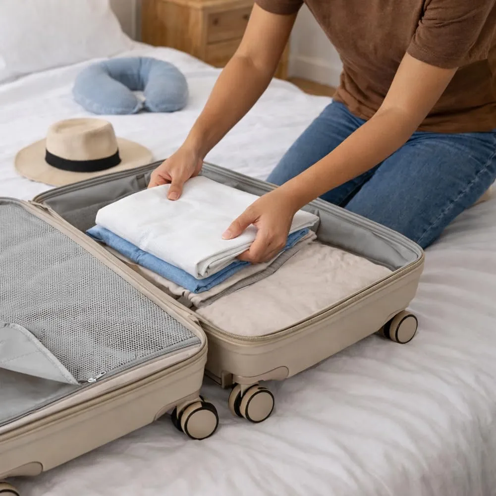 Provitera set 3+1 valigie rigide beige ABS bagaglio a mano