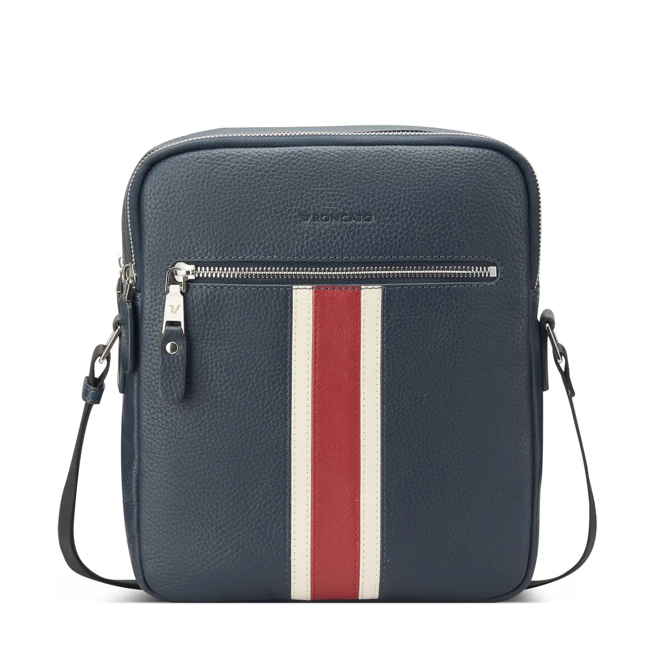 Roncato Madrid Borsello Uomo Pelle Blu Navy Rosso 23x27
