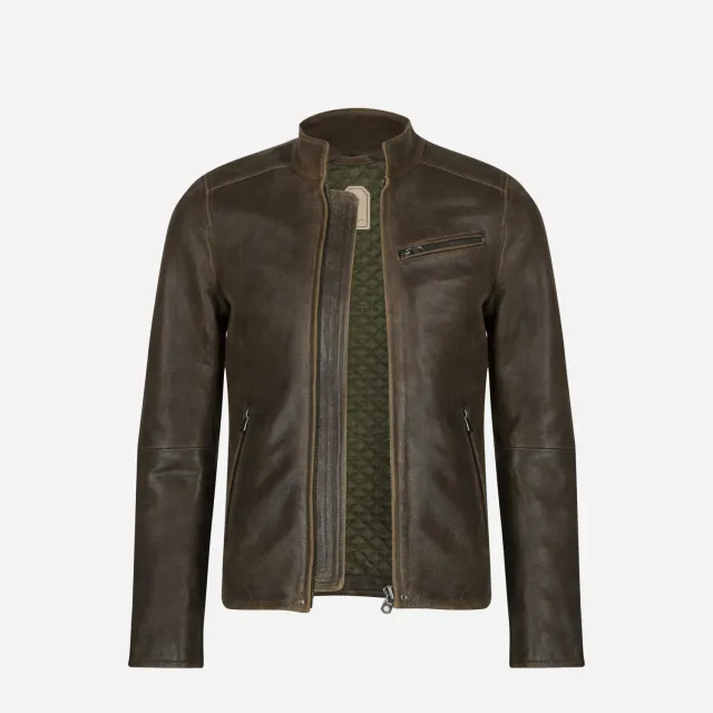 Jekyll & Hide Hudson giacca pelle agnello coffee L
