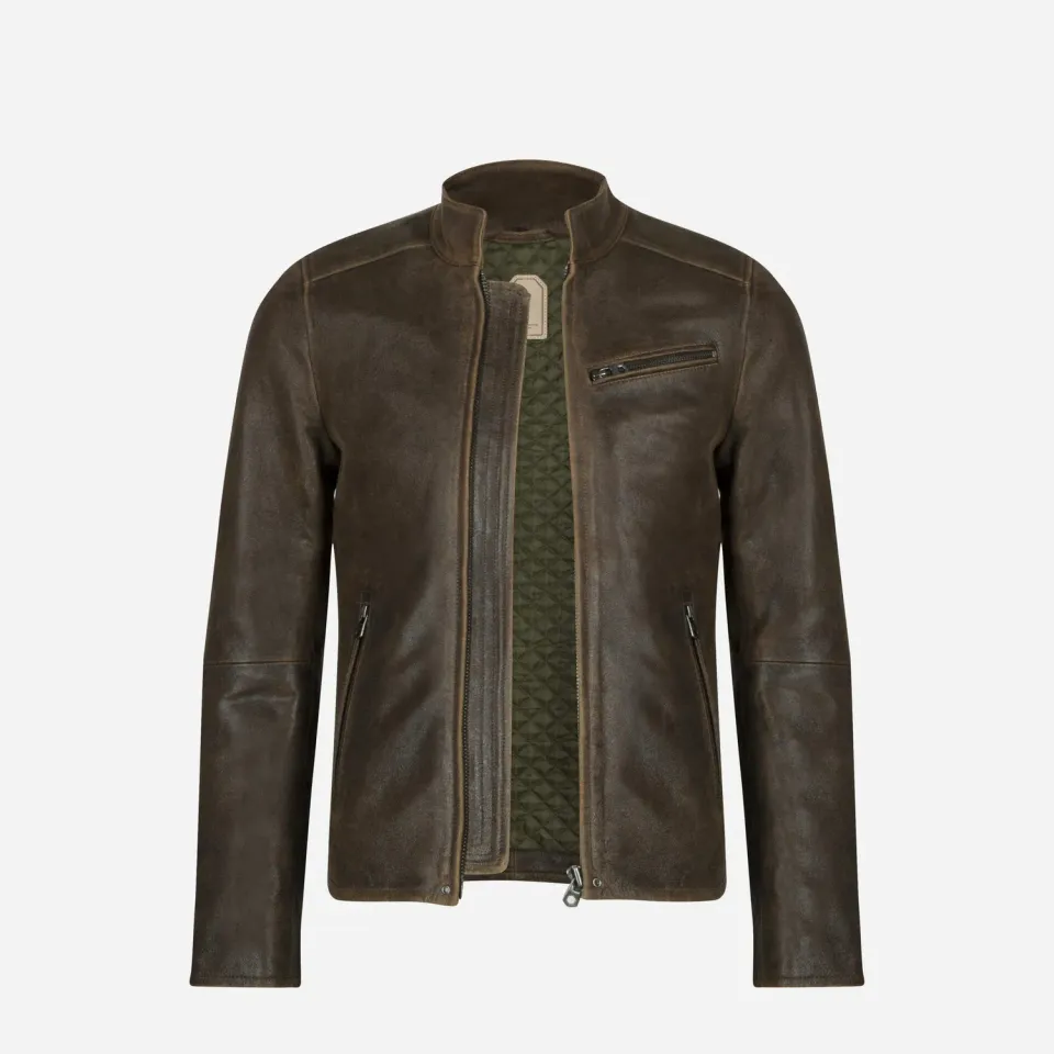 Jekyll & Hide Hudson giacca pelle agnello coffee L