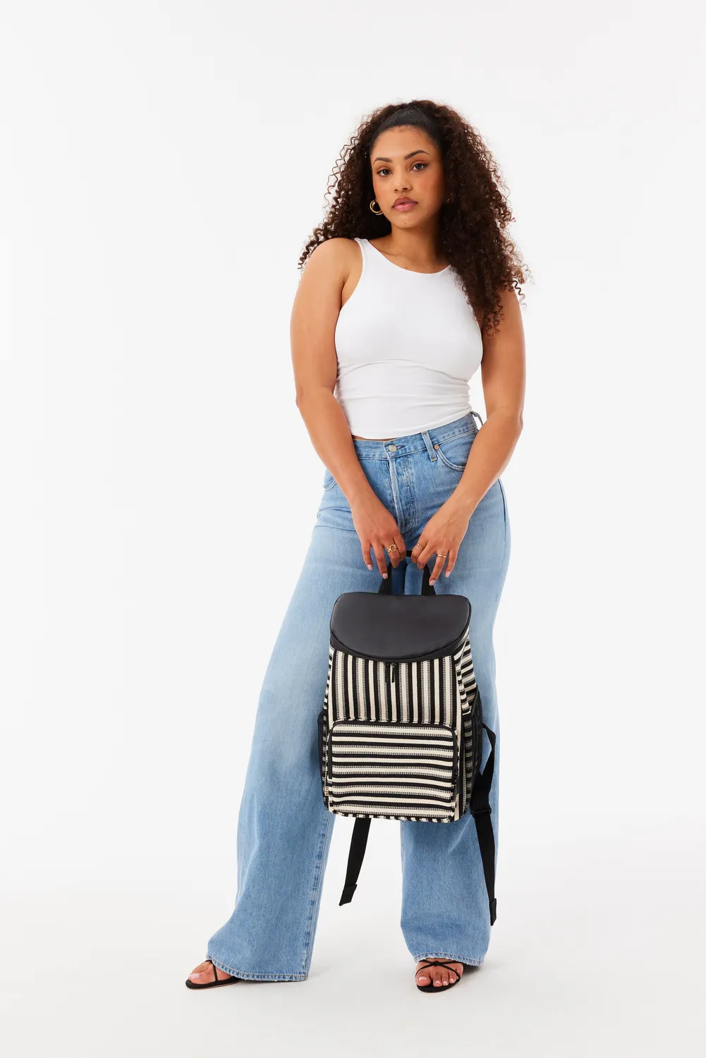 Beis Backpack Cooler borsa frigo zaino nera a righe